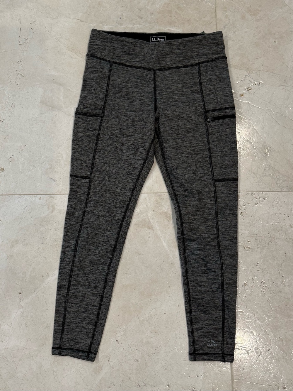 NWT L.L.Bean PrimaLoft Therma-Stretch Fleece Tights Leggings Gray S Petite